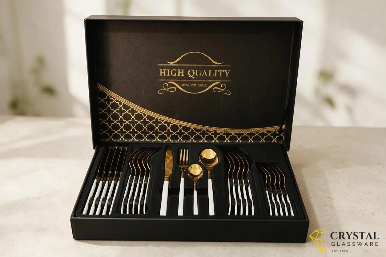 Cutlery Set 24Pcs Gold+White